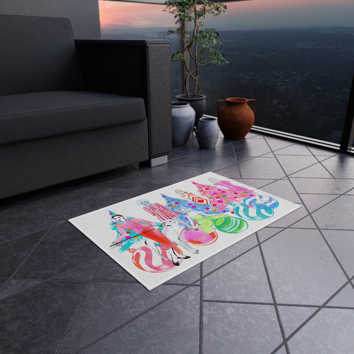 Indoor/Outdoor Rug Christmas Fancy Girl Rug