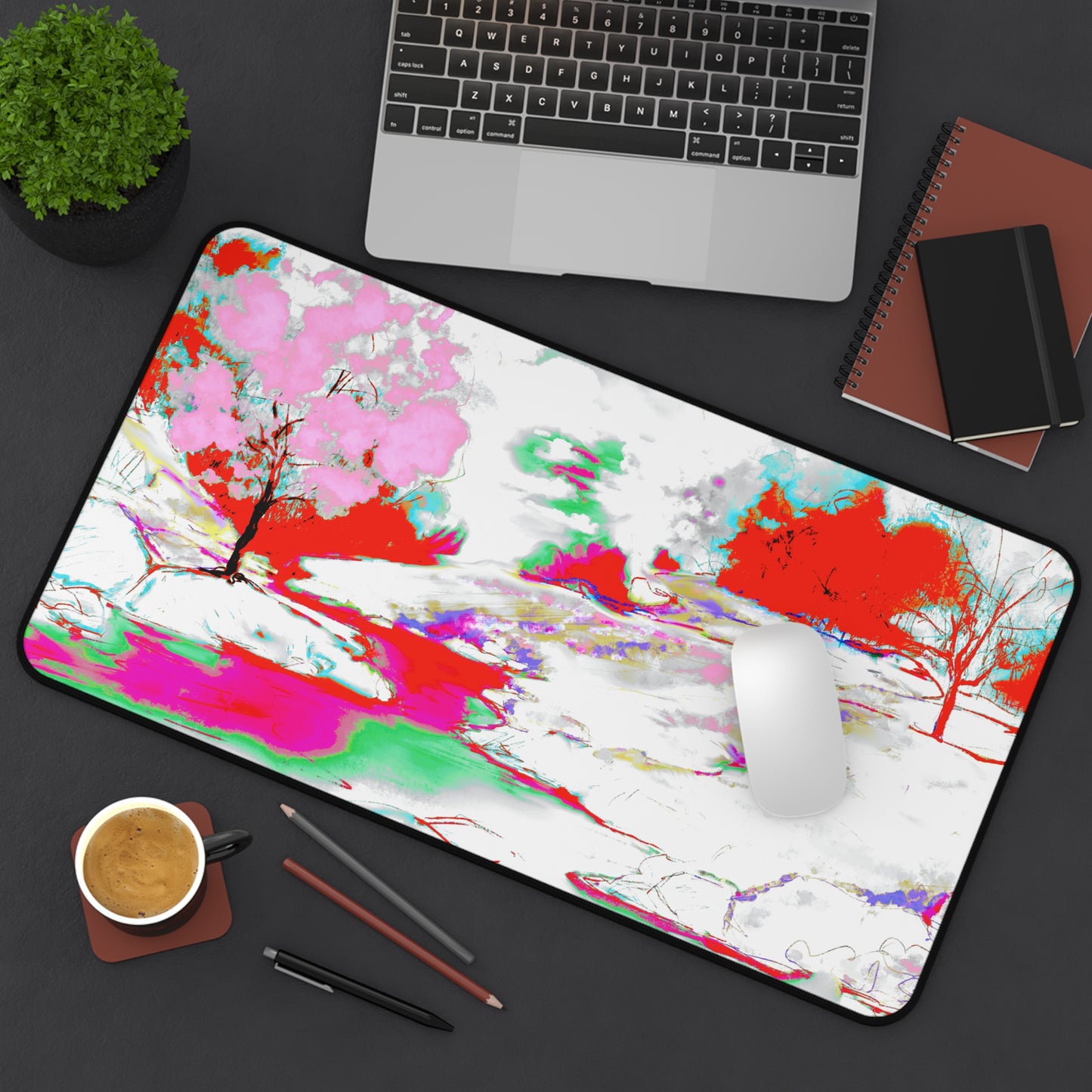 Joyful Landscapes Desk Mat, Yellow and Blue