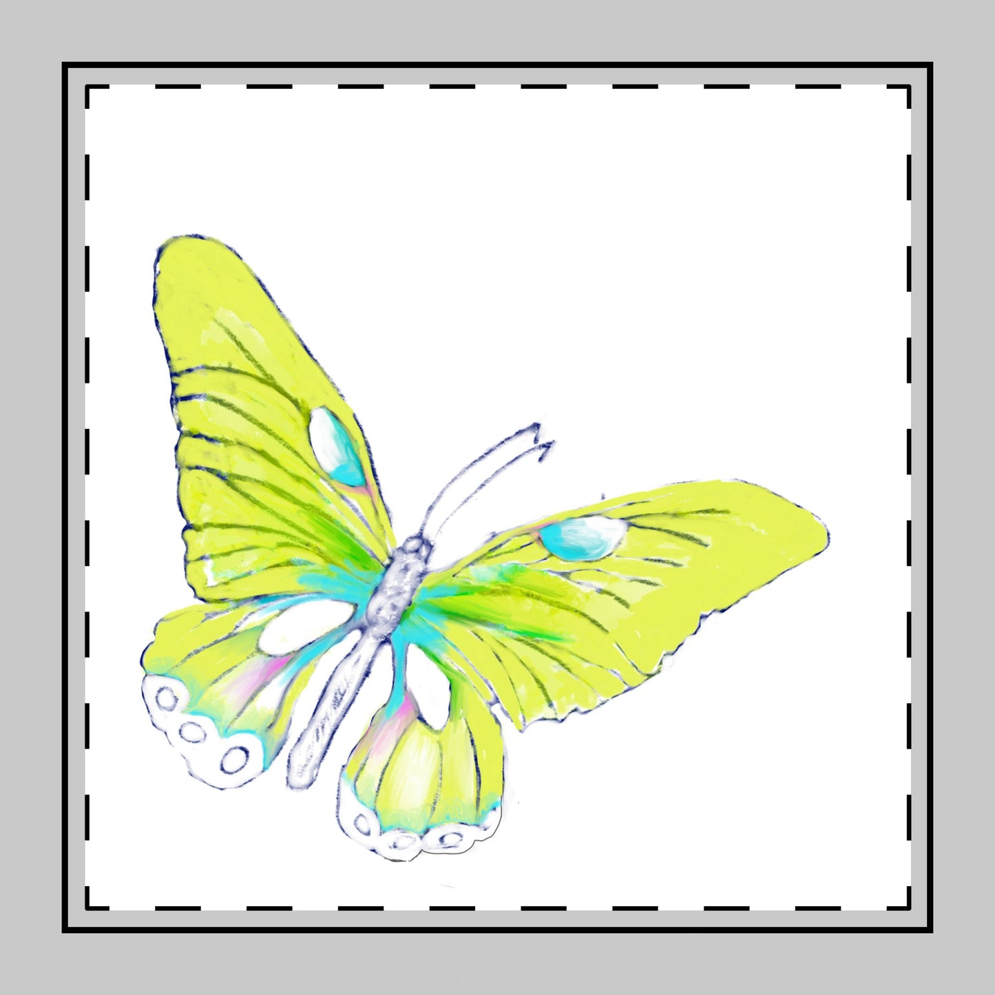 Butterfly Swing Cotton Twill Napkin, Lime, Fabric Background Creamier White
