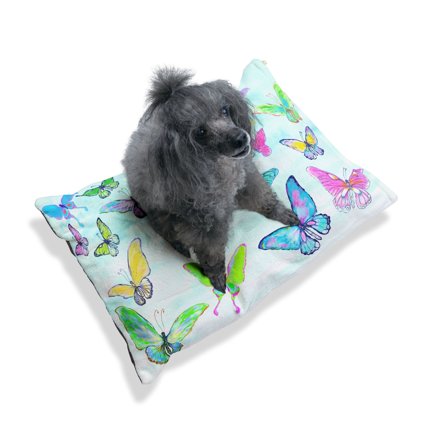 Dogi Butterfly Flutter Pet Bed Colorful Butterflies Aqua Sky