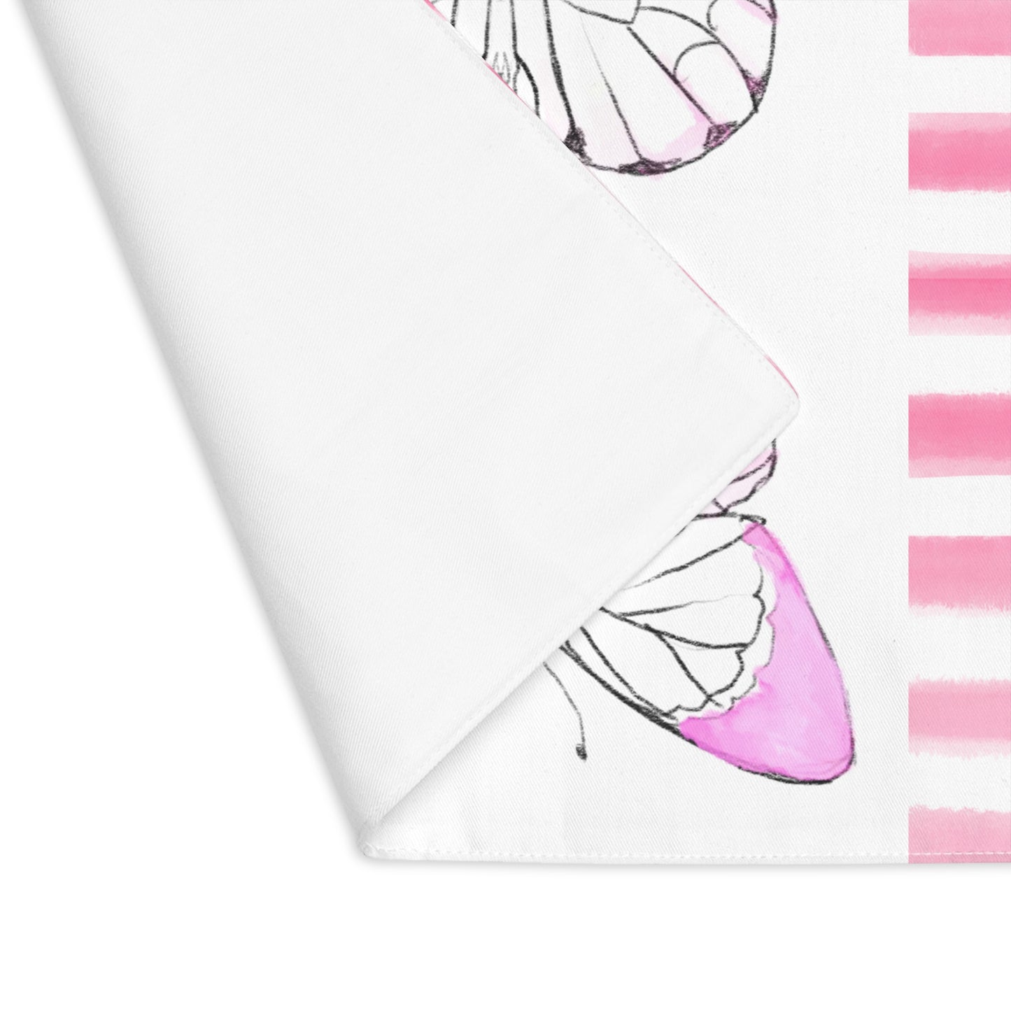 Butterfly Chroma Stripe, Placemat, 1pc, Pink, Cotton, ( Background Color Creamy White)