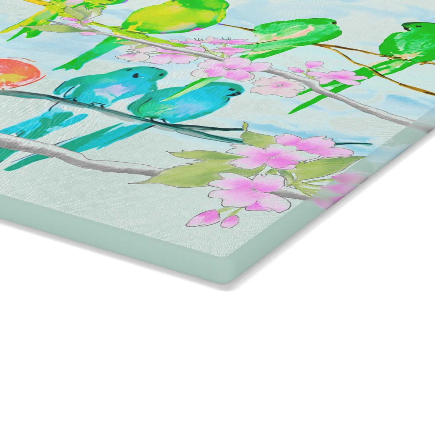 Glass Cutting Boards Birds on a Cherry Branch