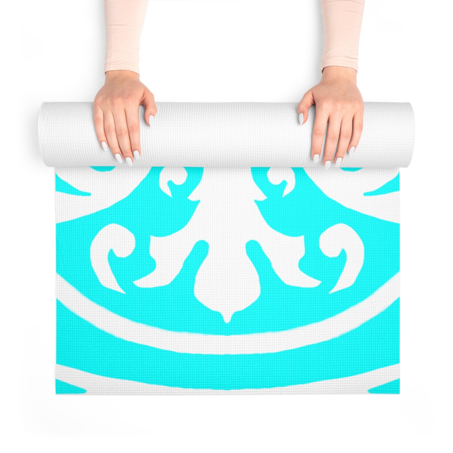 Scrollwork Exercise Mat Aqua