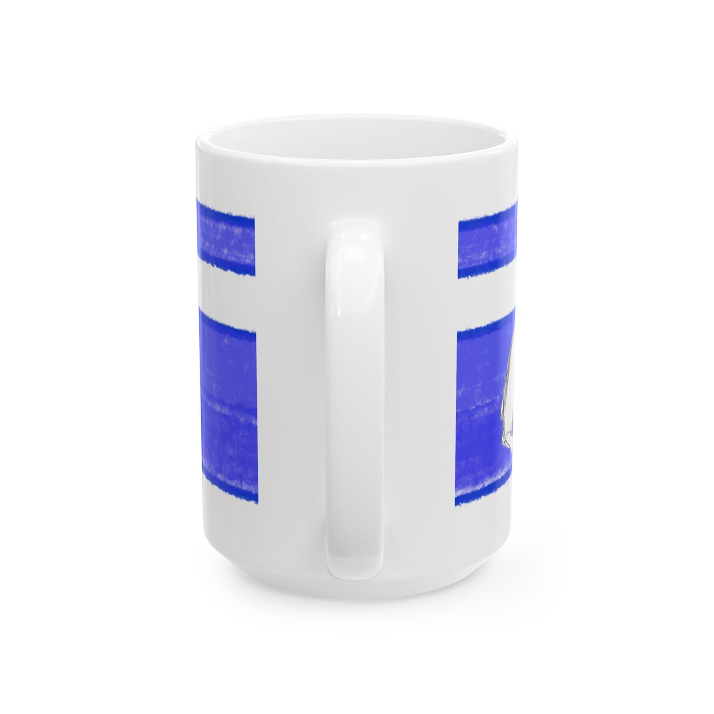 Mega Stripe Dogi Butterfly Flutter Ceramic Mug, (11oz, 15oz), Ultramarine Teri