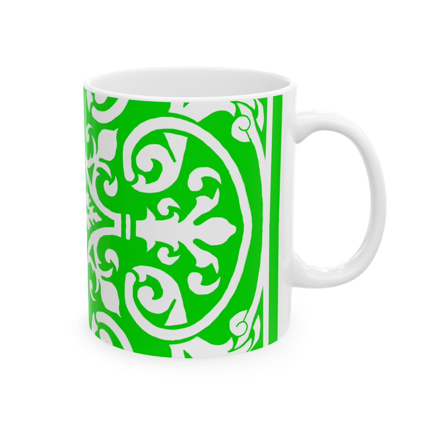Scrollwork Ceramic Mug Green