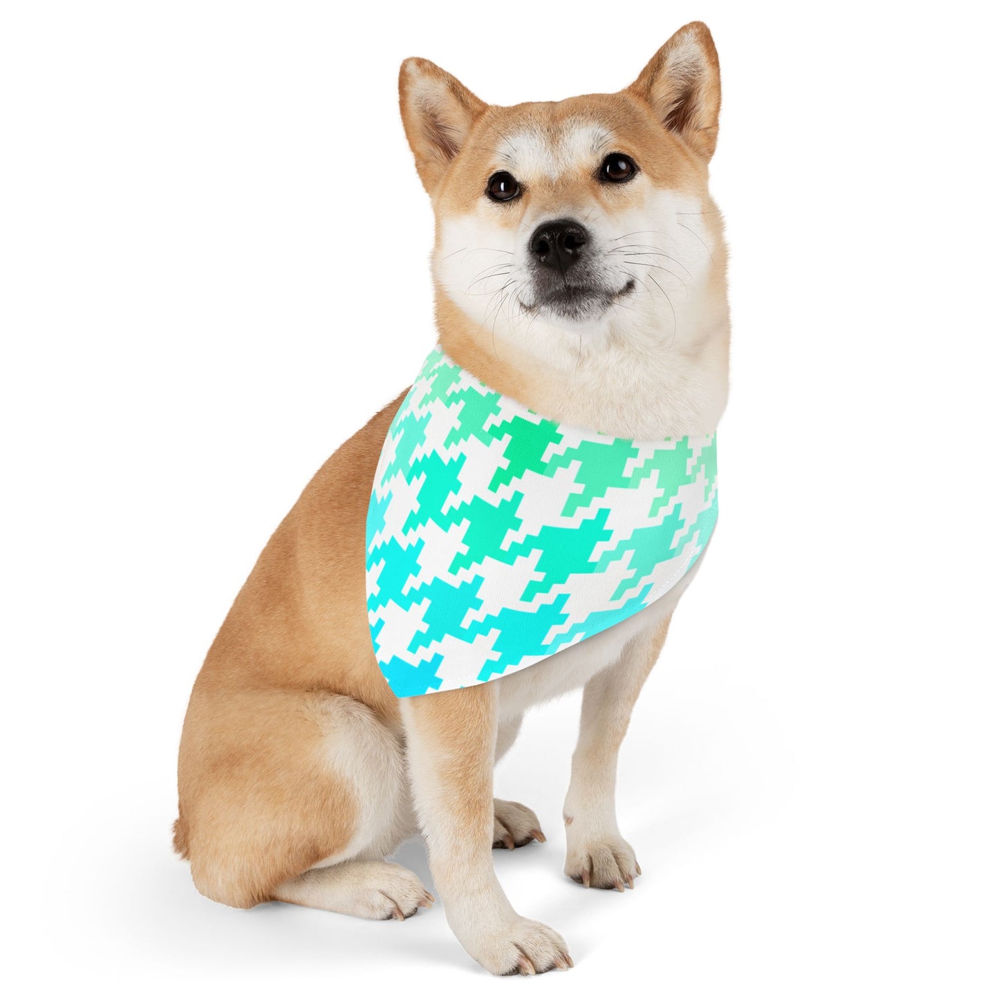 Pet Bandana Aqua Houndstooth Fun