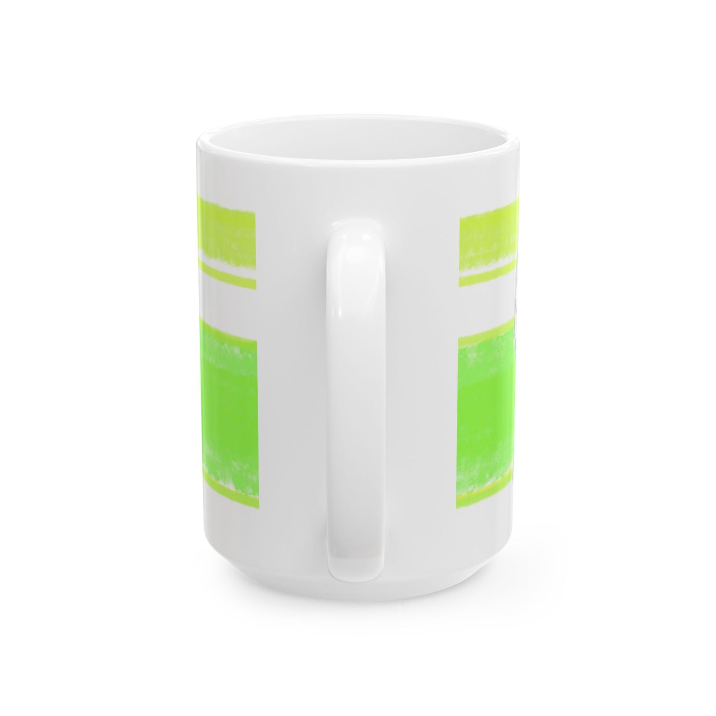 Mega Stripe Dogi Butterfly Flutter Ceramic Mug, (11oz, 15oz) Yellow Green Cocker Spaniel