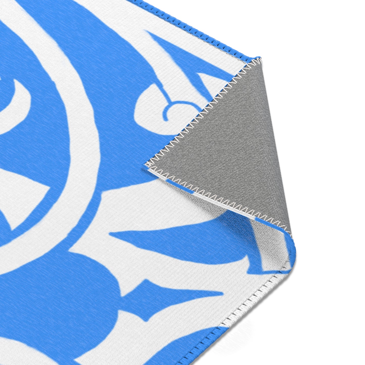 Scrollwork Indoor/Outdoor Rug Blue "Sola Gratia..."