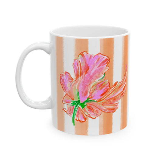 Dancing Tulips Mug Peach Pink