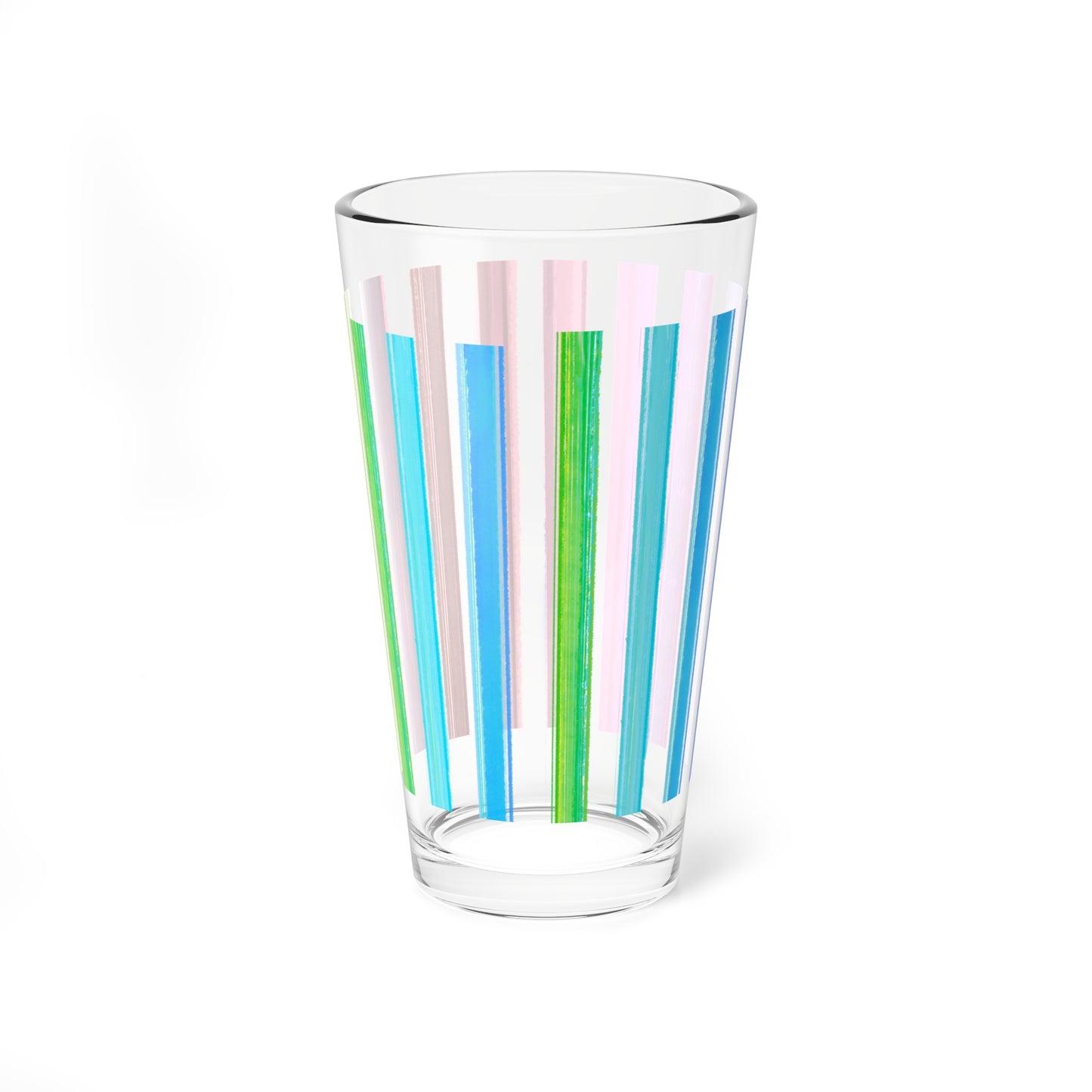 Pint Glass, 16oz Rainbow Stripe Party