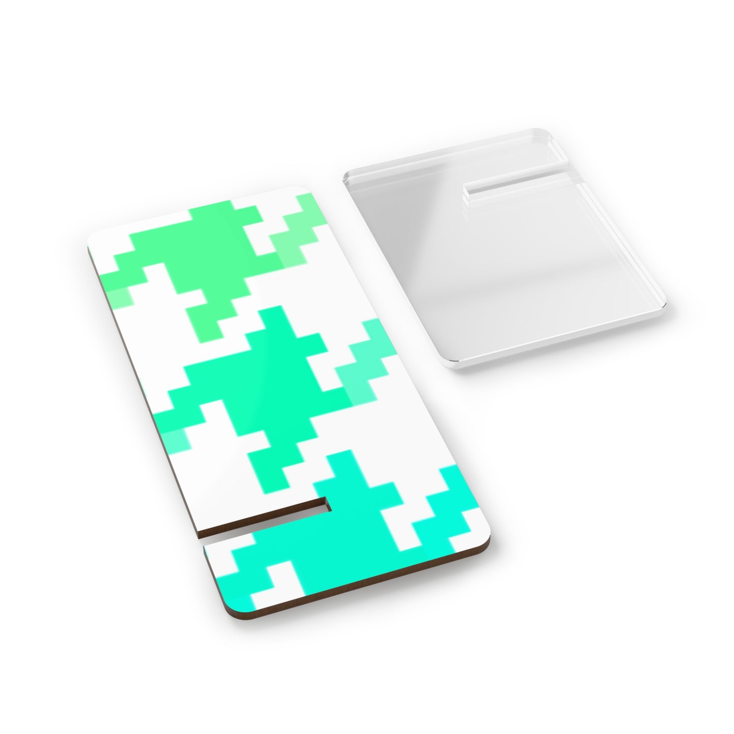 Houndstooth Smartphone Mobile Display Stand (Shades of Green and Aqua)