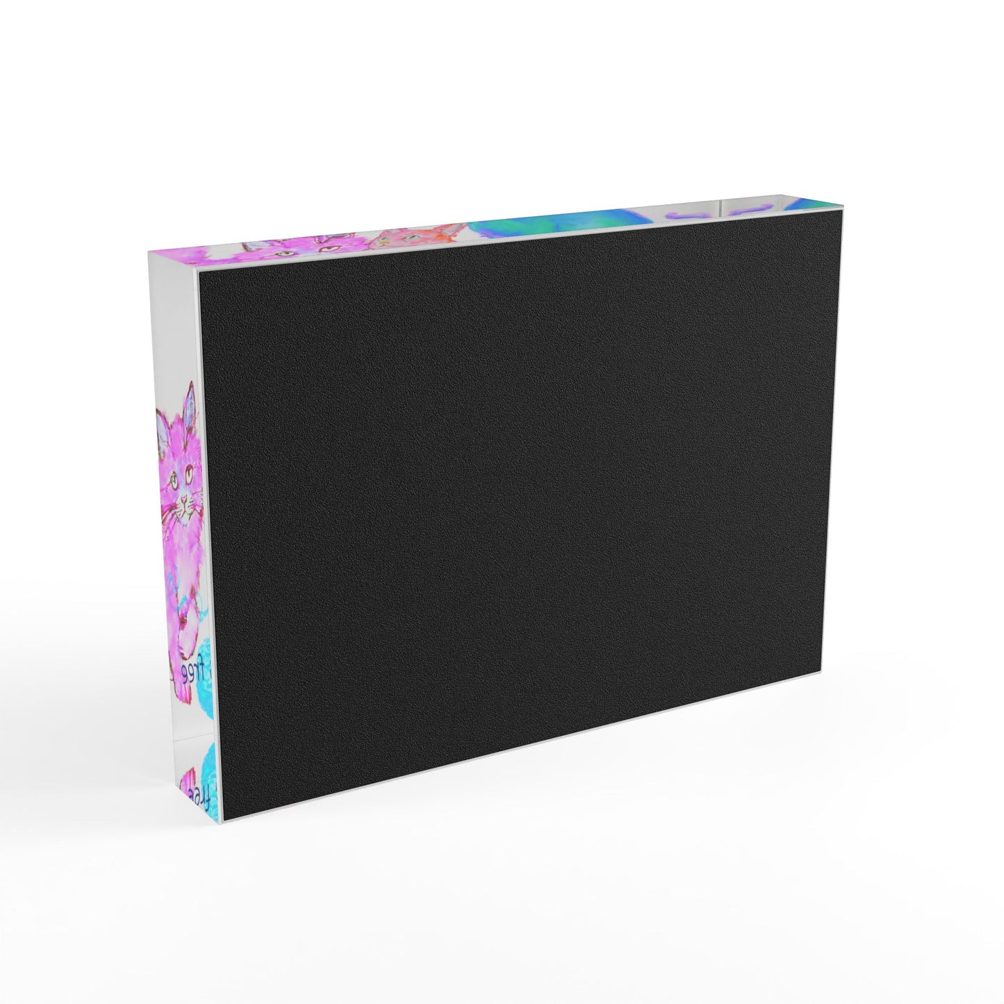 Colorful Cats & Dogs Acrylic Art Block 3 Cats Blue, Orange ,Pink-Mercy is free