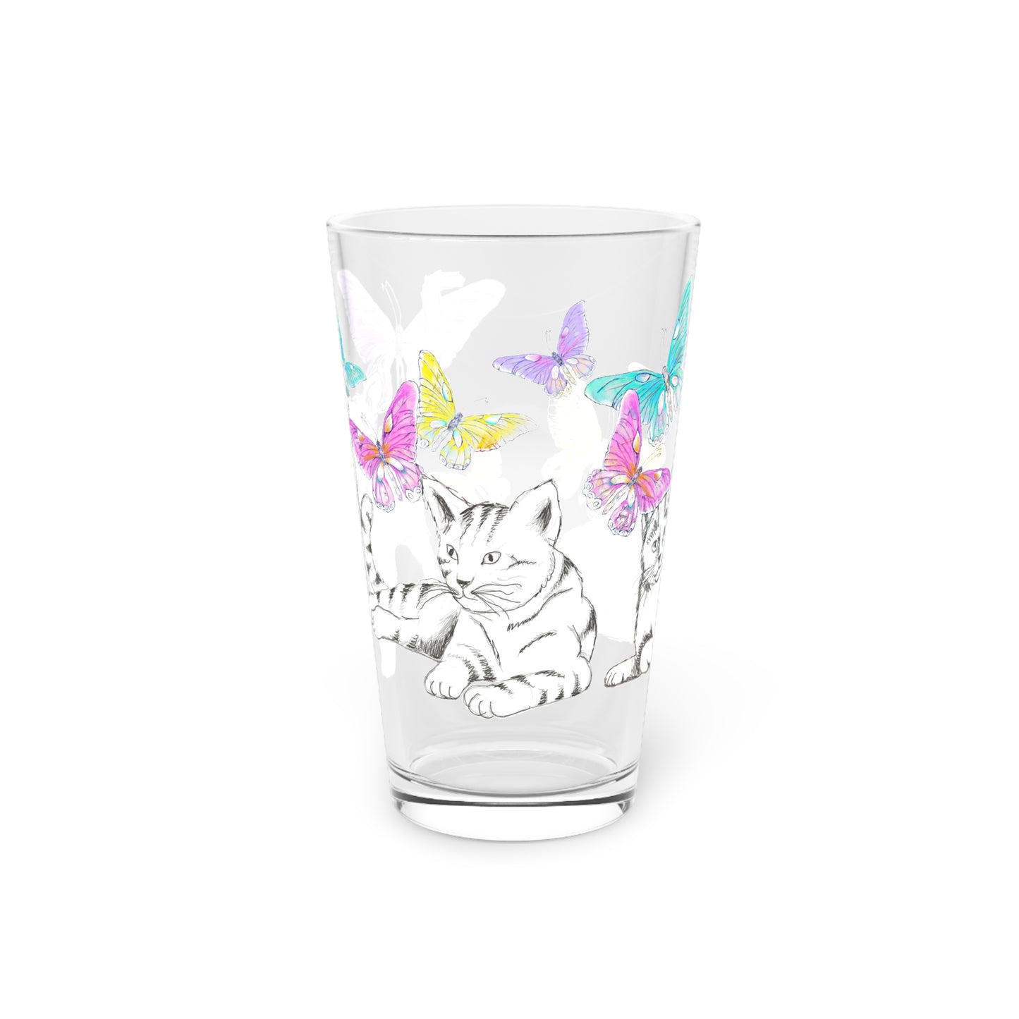 Kitty Flutter Pint Glass, 16oz