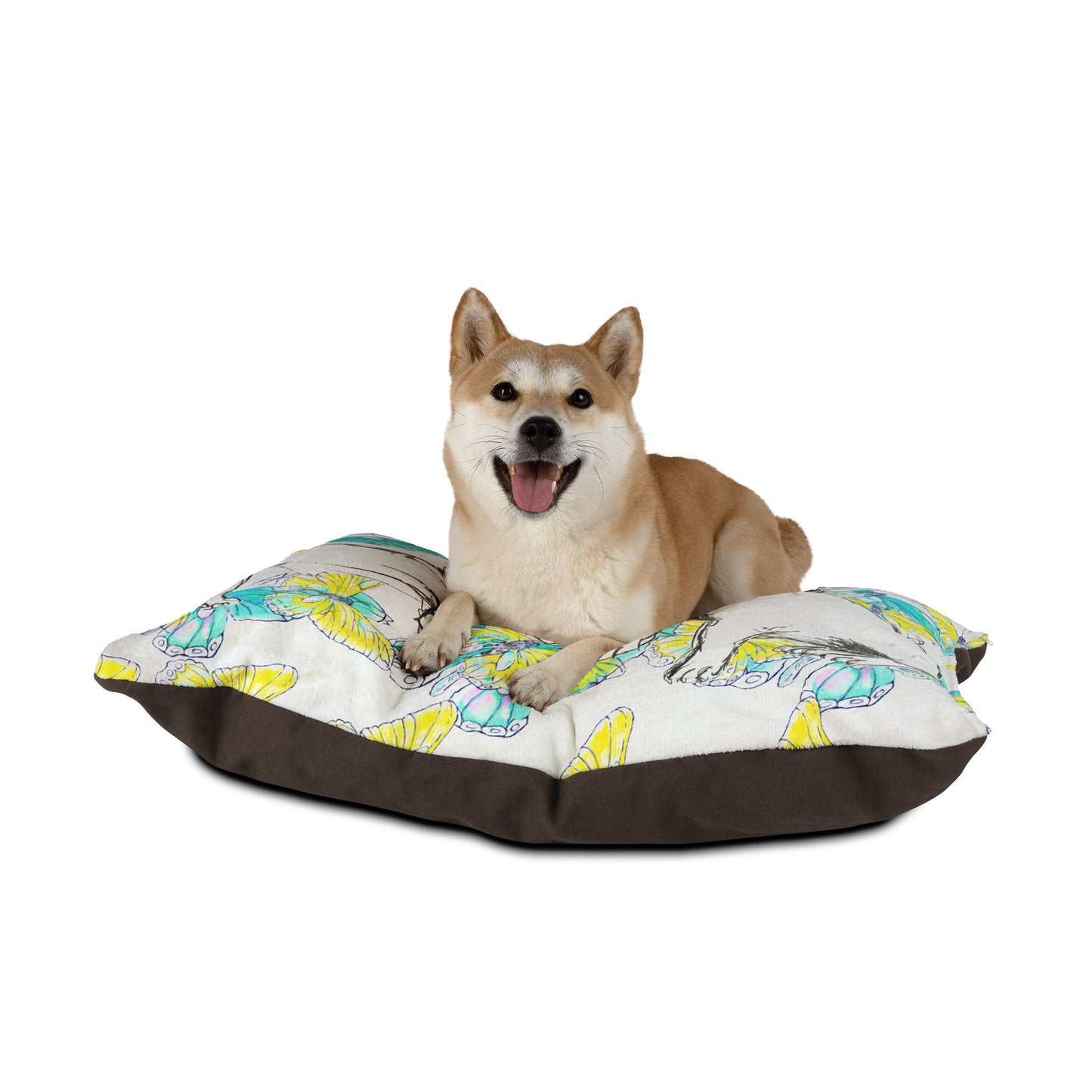 Dogi Butterfly Flutter Pet Bed, Yellow and Aqua