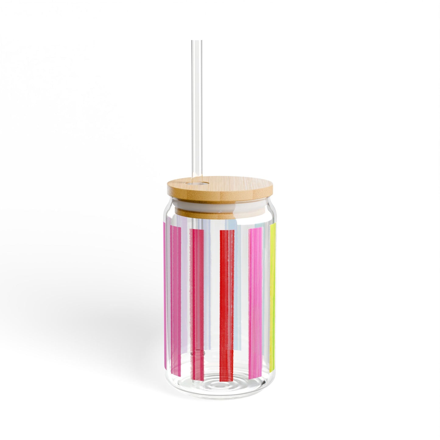 Rainbow Stripe Sipper Glass, 16oz