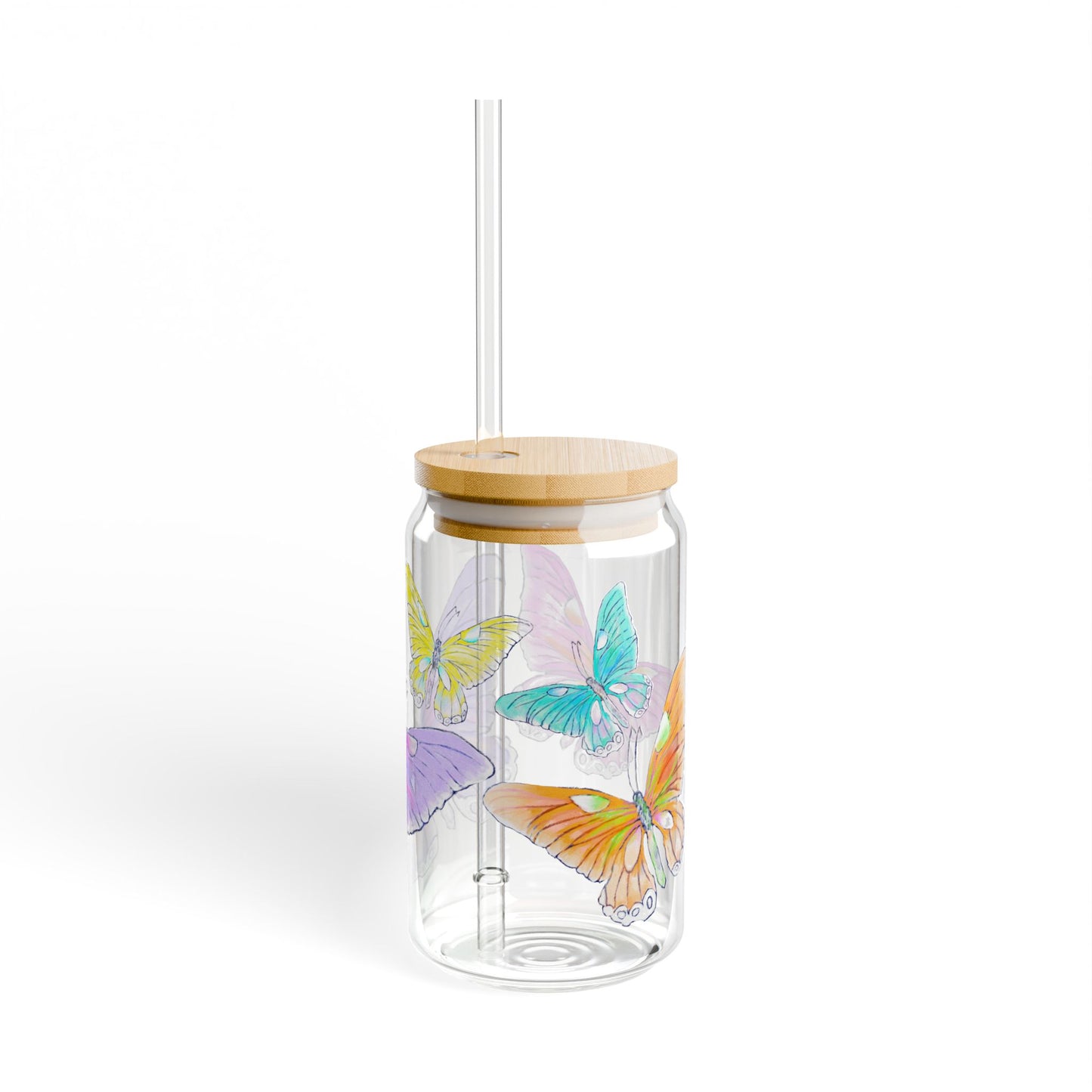 Butterfly Swing, Largest Butterfly is Lilac, Sipper Glass, 16oz, Choose With or Without lid