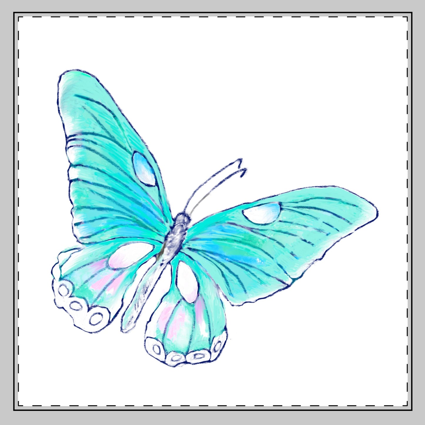 Butterfly Swing, Poly Twill Napkin, Aqua, Bright White Background