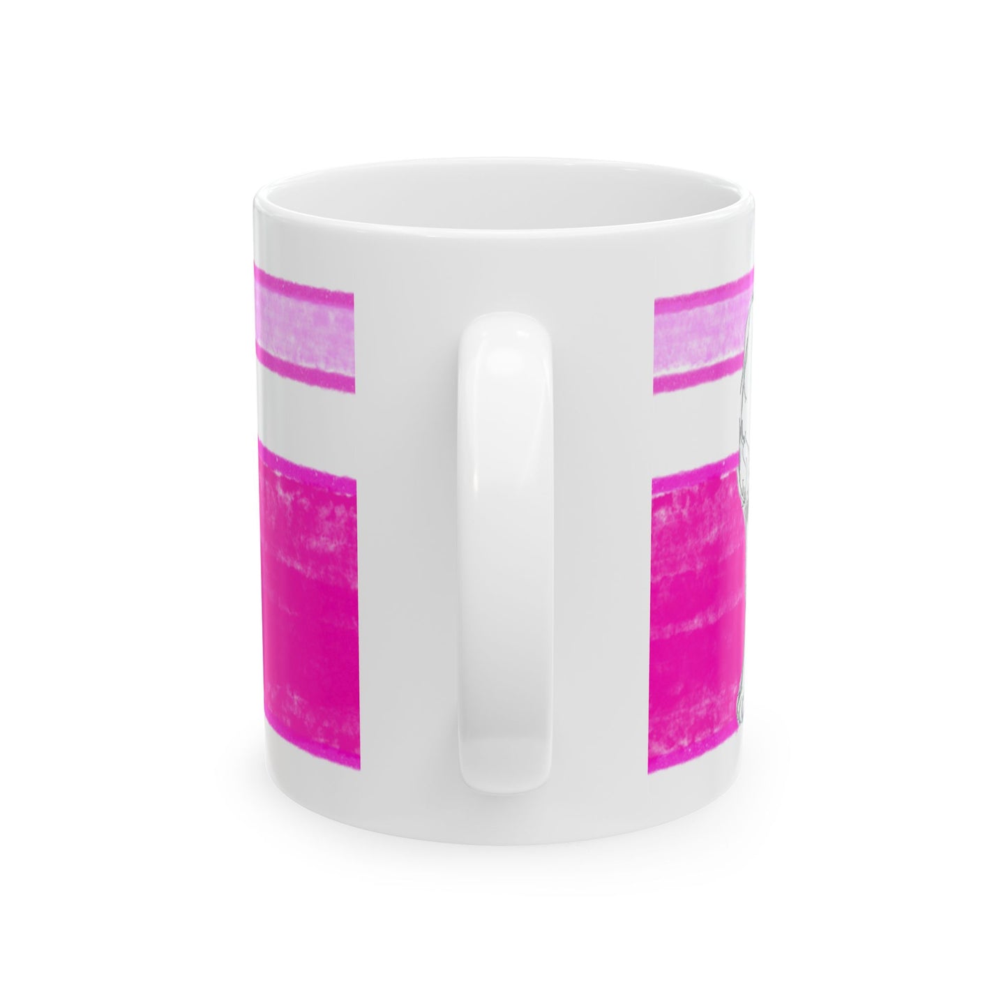 Mega Stripe Dogi Butterfly Flutter Ceramic Mug, (11oz, 15oz),  Raspberry Pink Cocker Spaniel