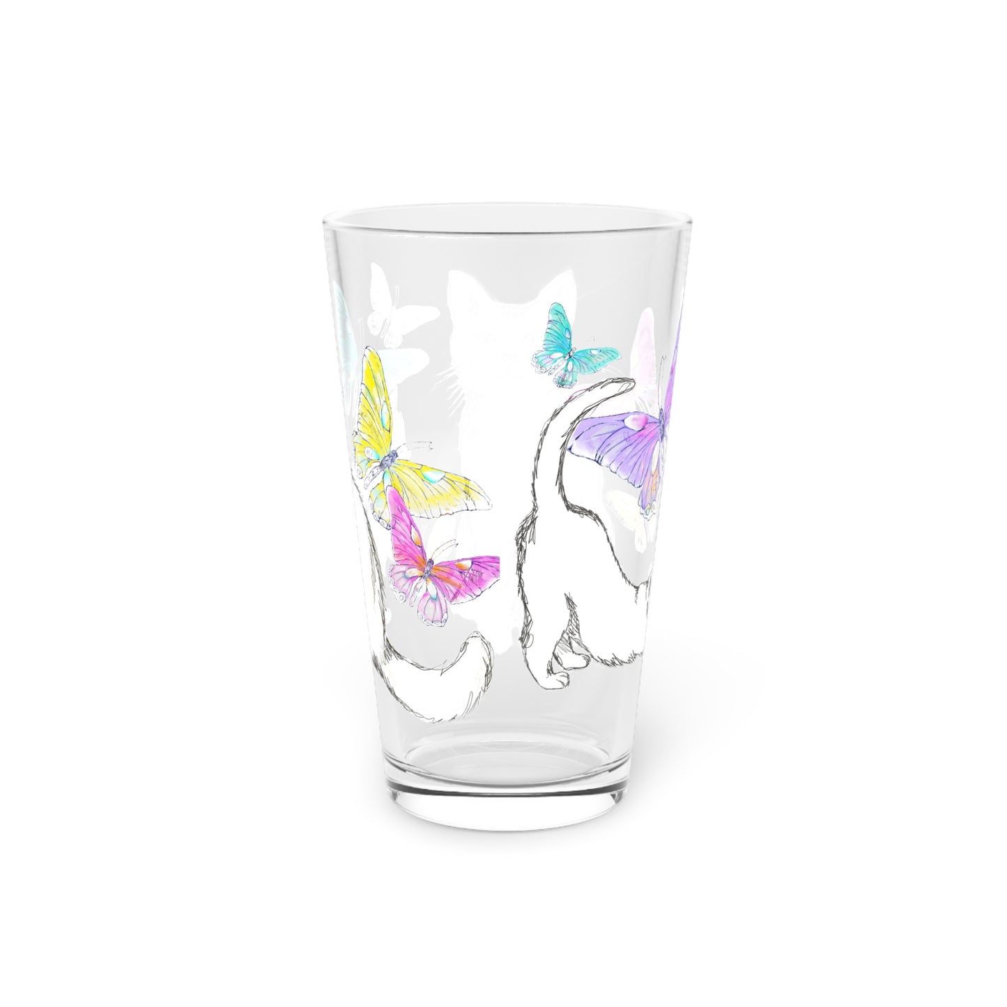 Kitty Flutter Pint Glass, 16oz