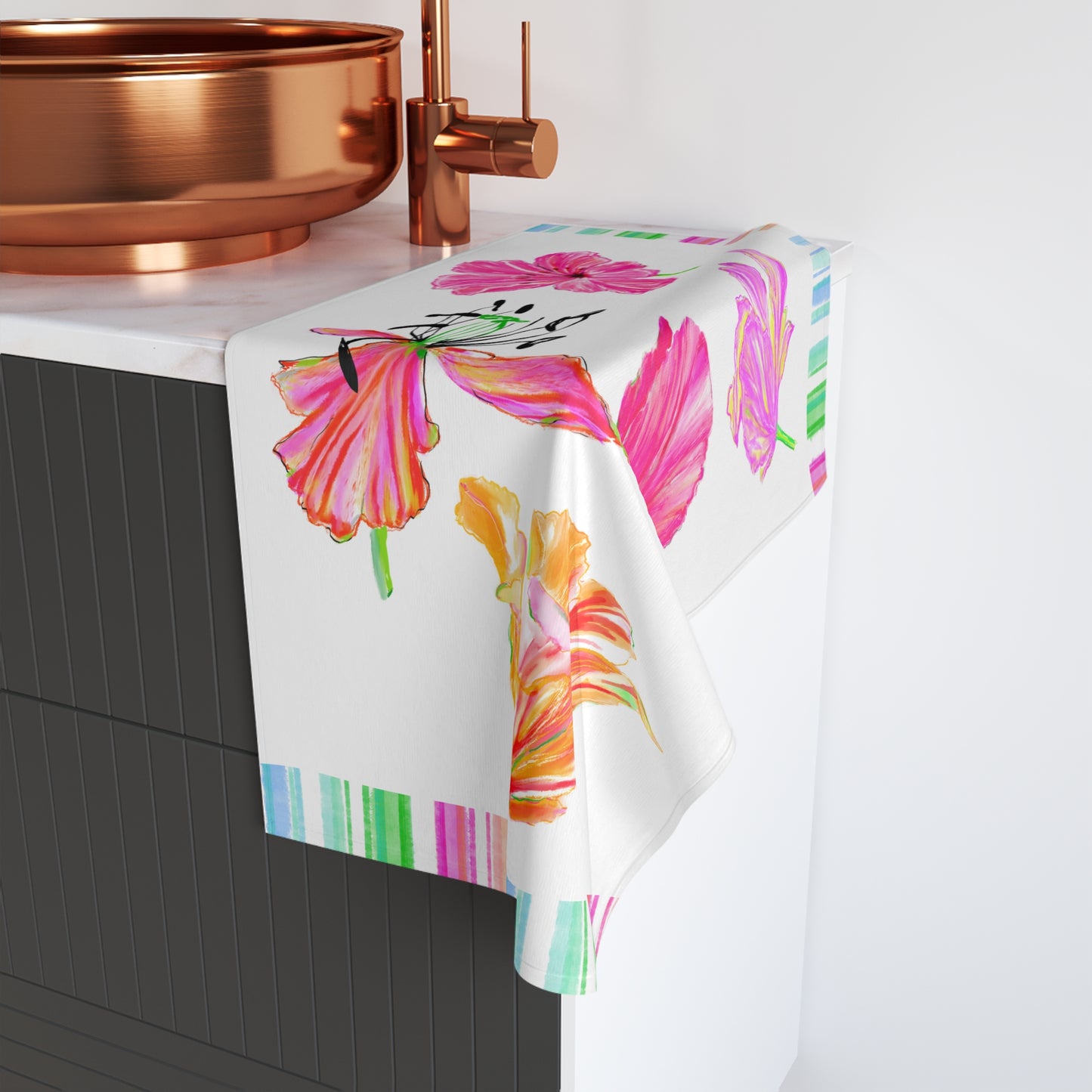Dancing Tulips Hand Towel Multi-color