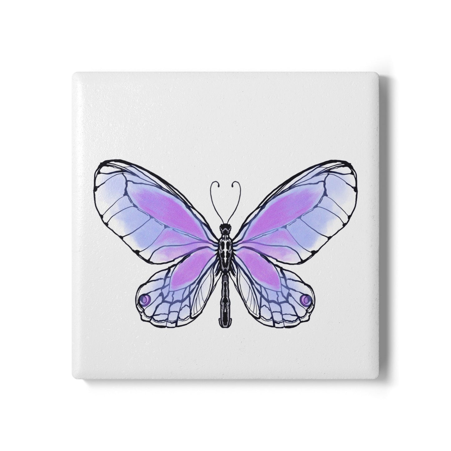 Butterfly Blossom Romp Ceramic Coaster, Lavender