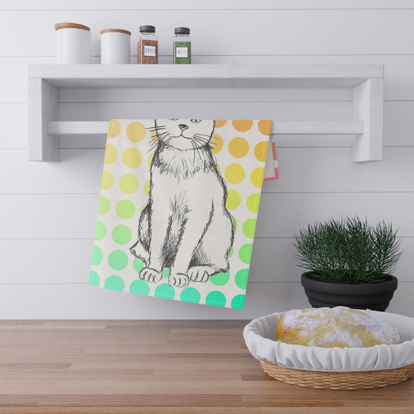 Colorful Cat Tea Towel