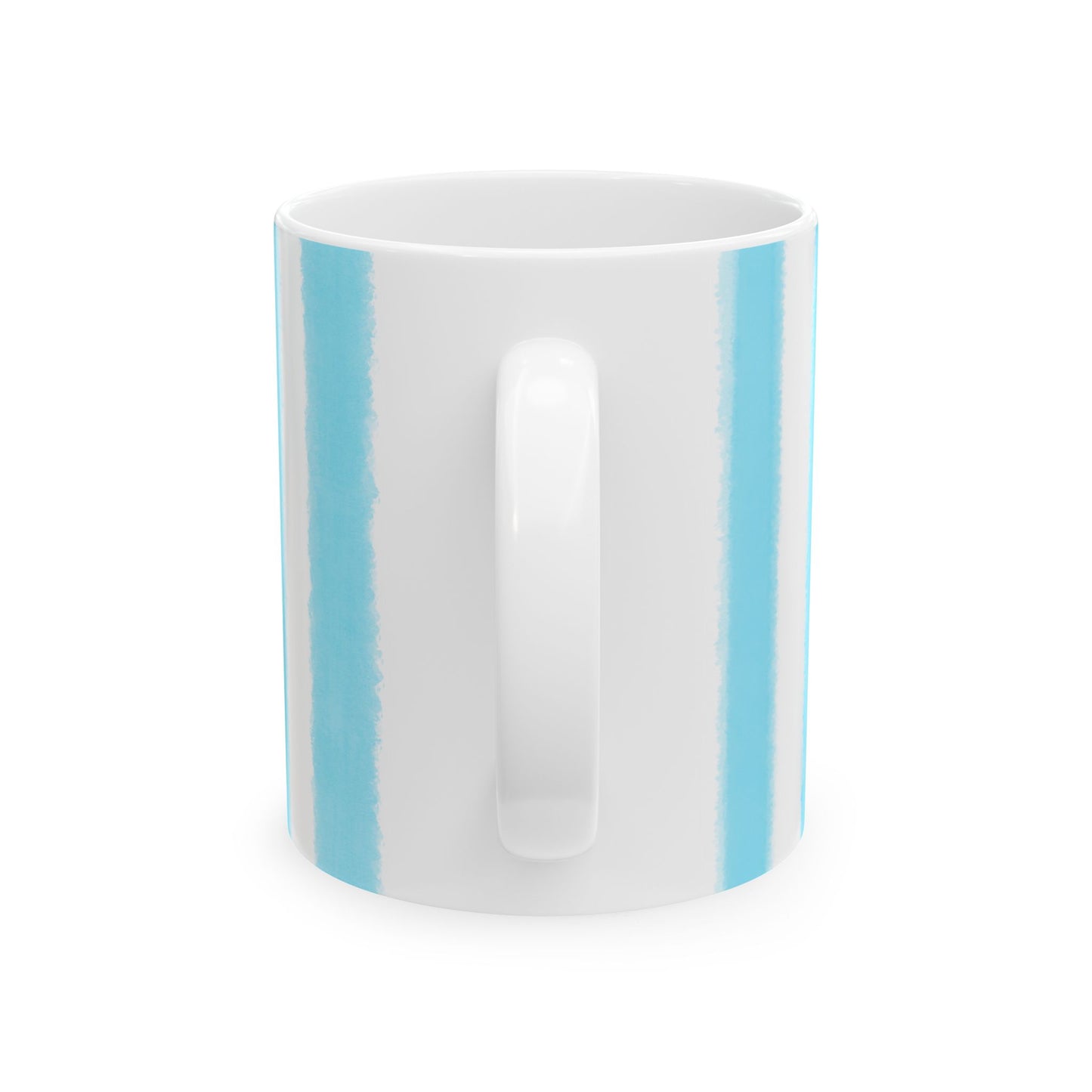 Watercolor Stripe Ceramic Mug in Aqua, 11oz