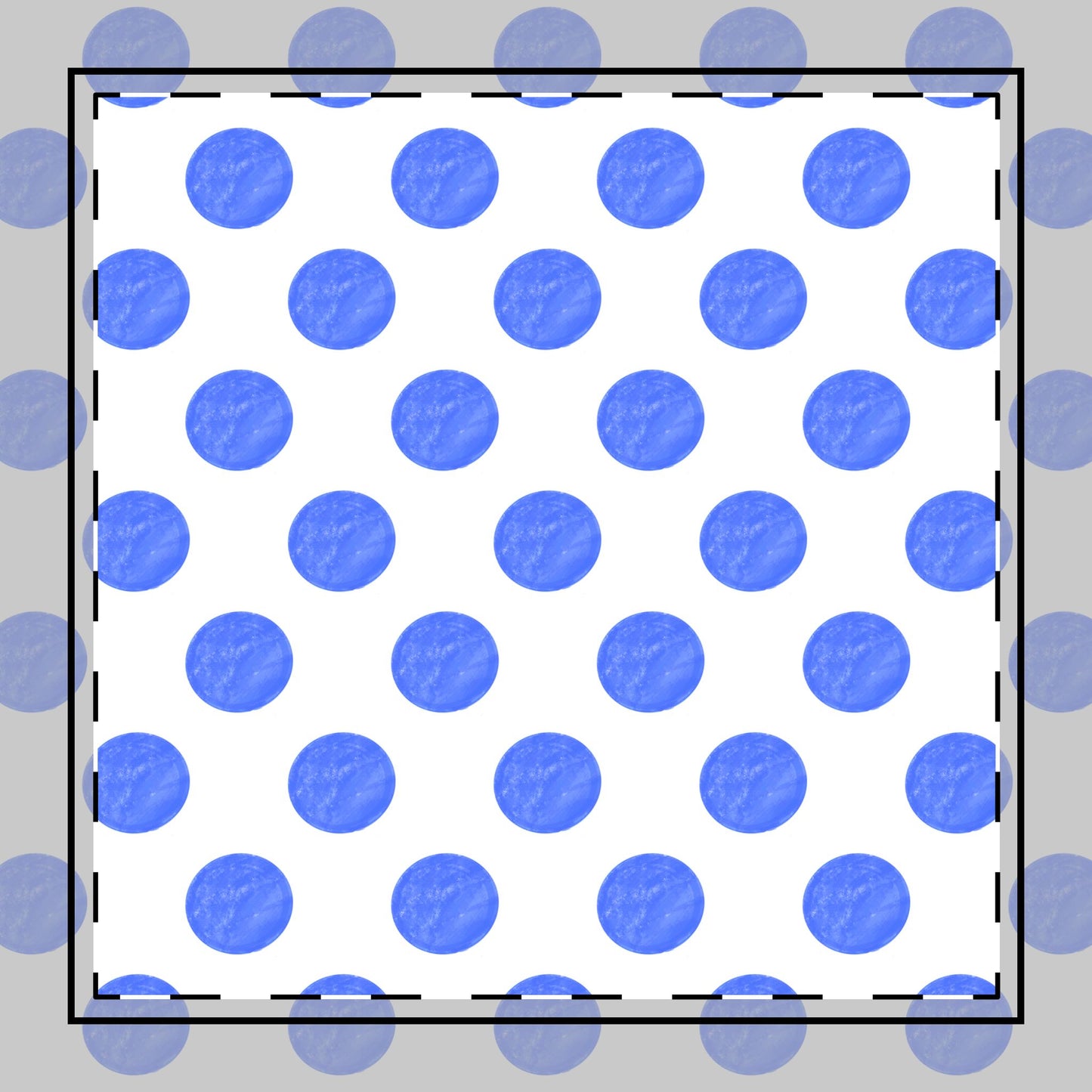 Polka Dot Poly Twill Napkin, Medium Blue, Bright White Fabric Background