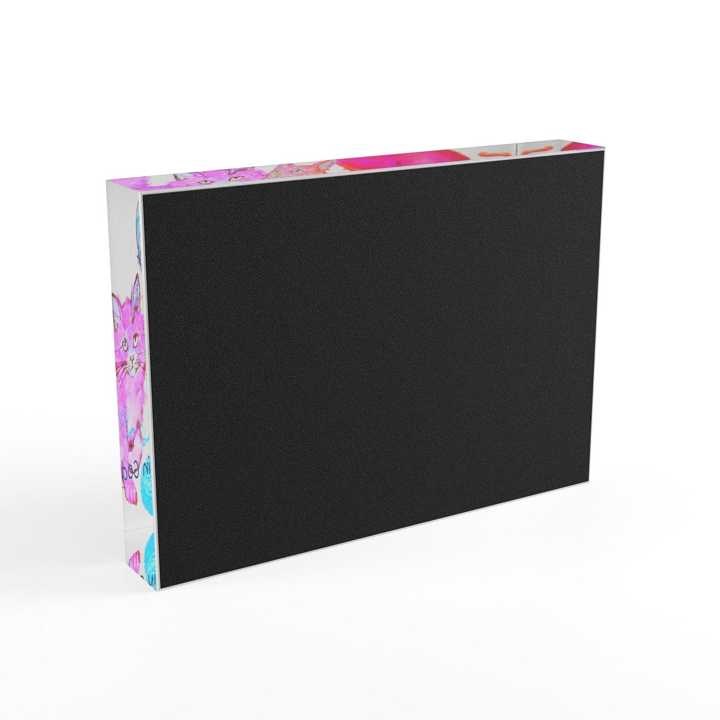 Colorful Cats & Dogs Acrylic Art Block Raspberry, Orange, and Pink "Eternal joy is in God"