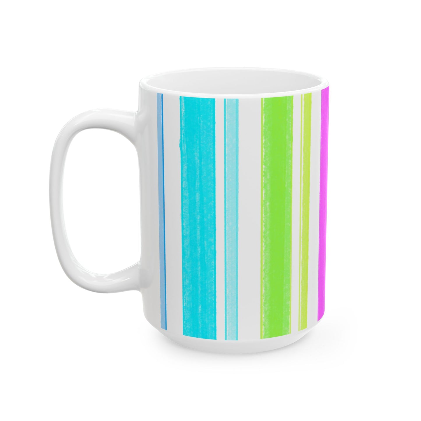 Butterfly Flutterstripe Ceramic Mug, Pink, Green, Aqua ( 2 sizes available 11oz and 15oz)