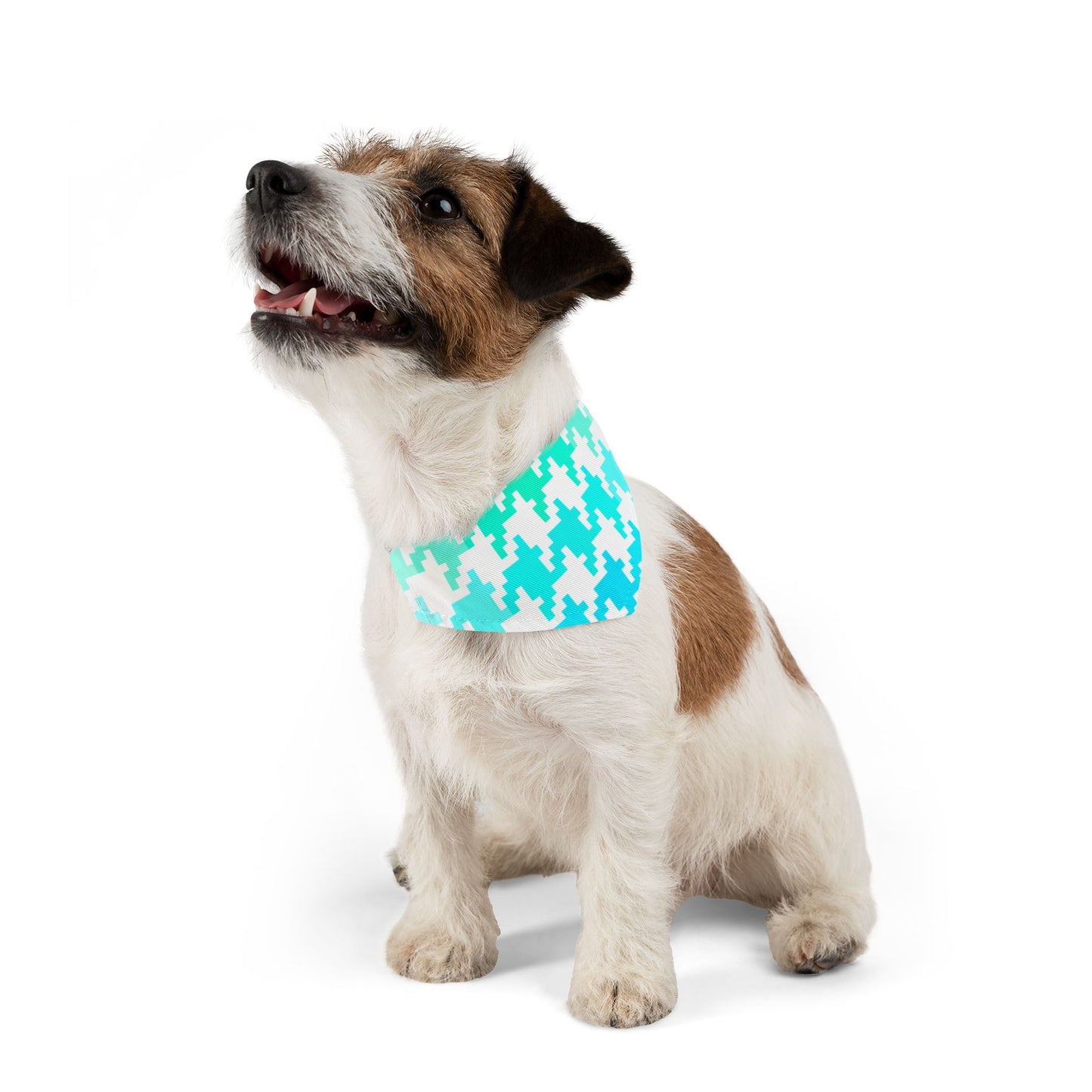 Pet Bandana Aqua Houndstooth Fun