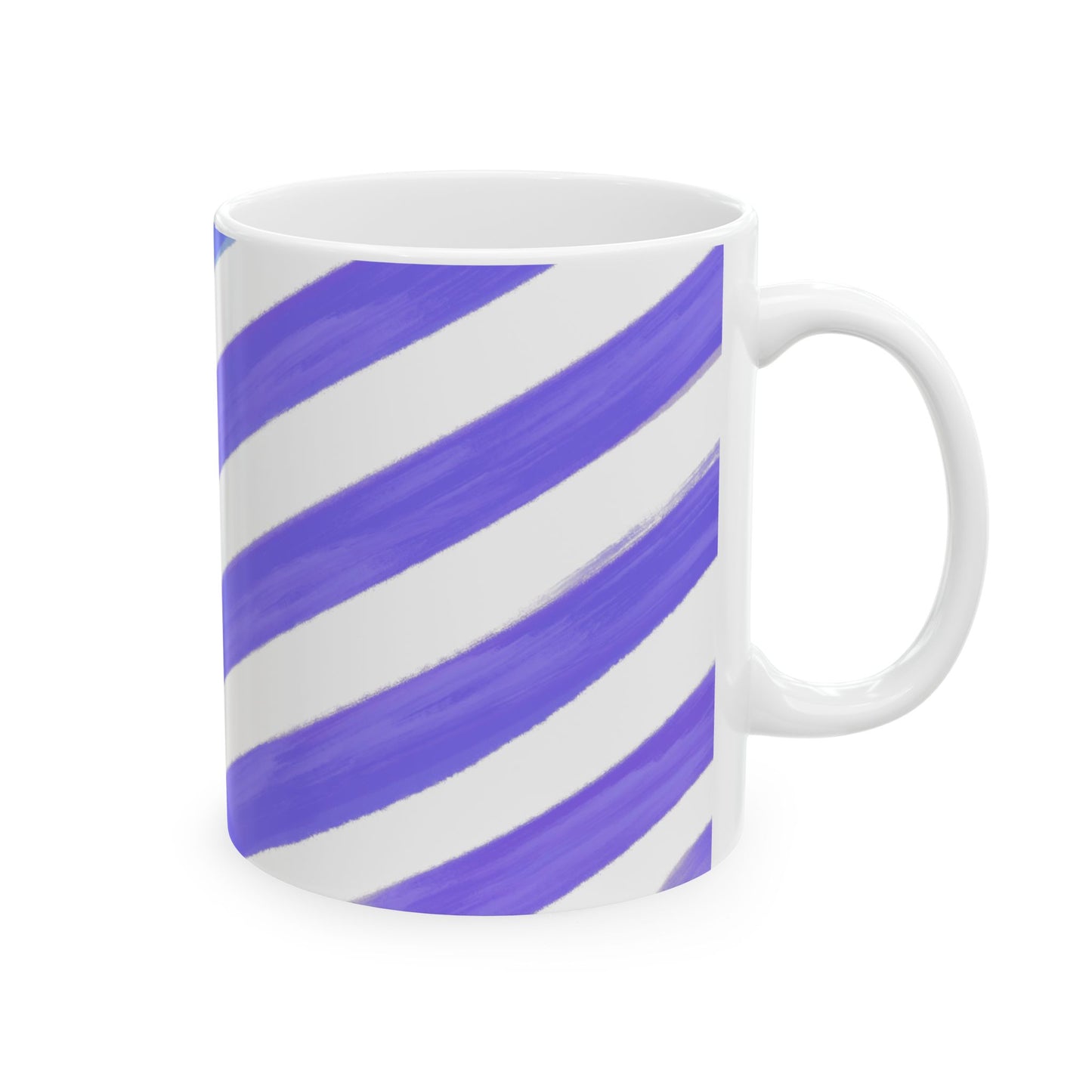 Diagonal Stripe Ceramic Mug In Periwinkle, 11oz
