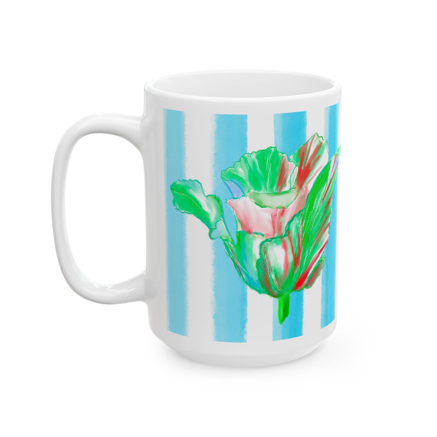 Dancing Tulips Mug Aqua Green