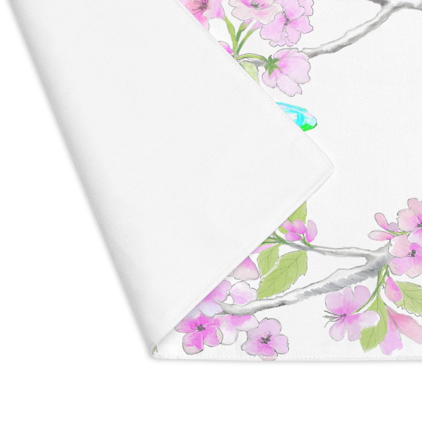 Butterfly Blossom Glide Cotton Twill Placemat, Creamier White, 1pc Blue, #1