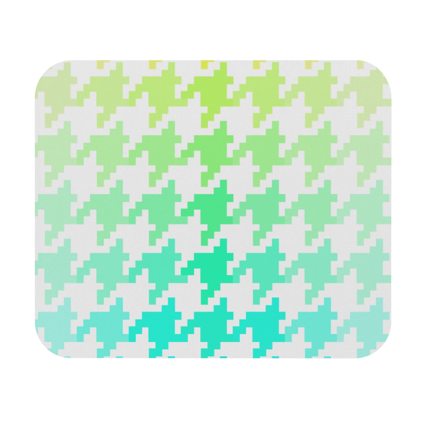 Houndstooth Fun in Green and Aqua Mouse Pad