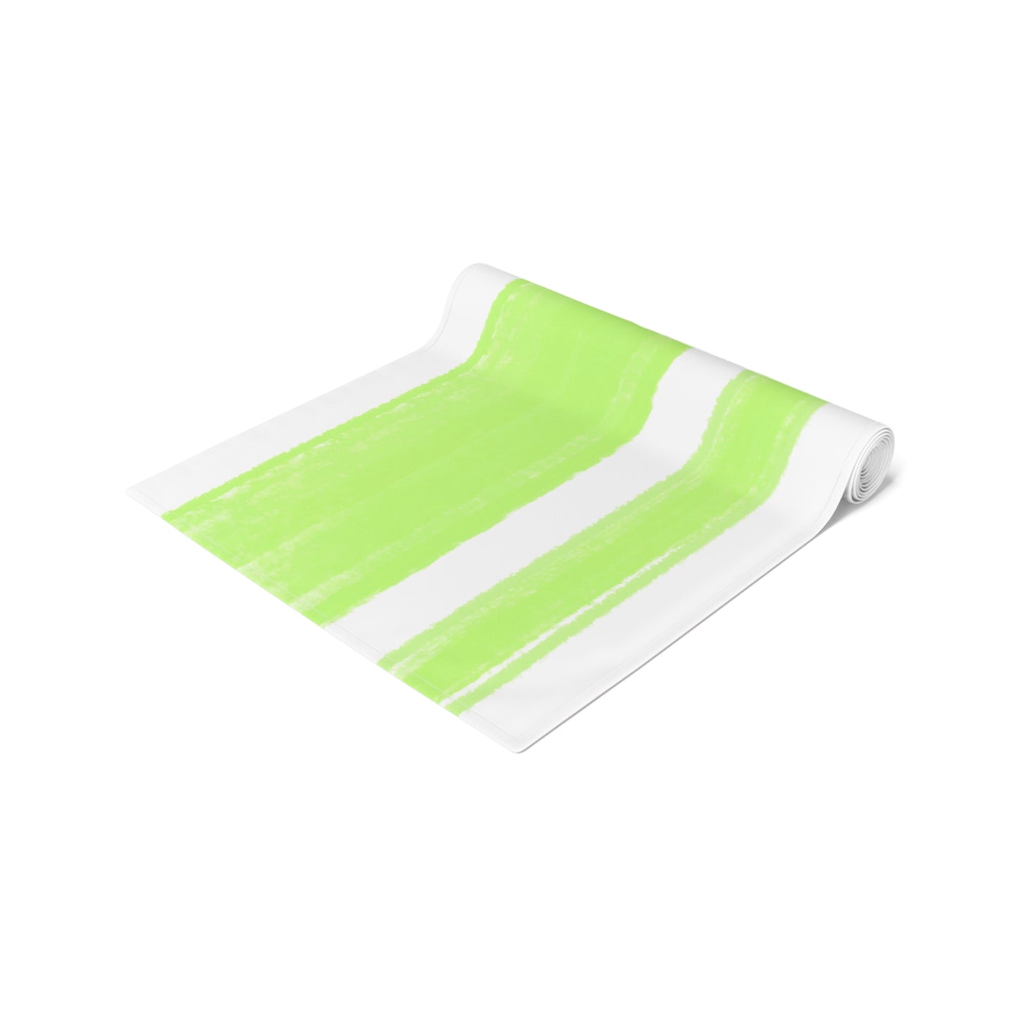 Mega Stripe Table Runner (Cotton Creamy White, Poly Bright White), Spring Green