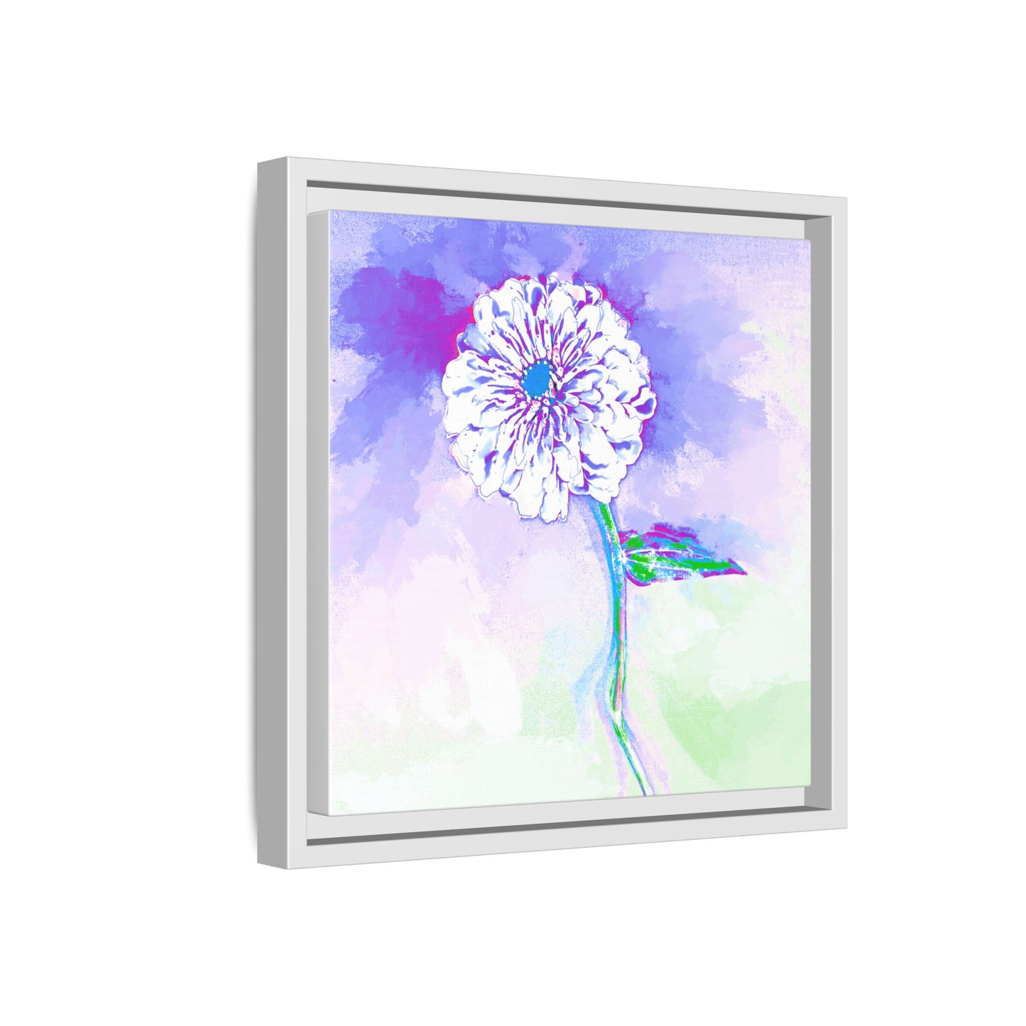 Zinnia Color Splash Matte Canvas Purple Framed