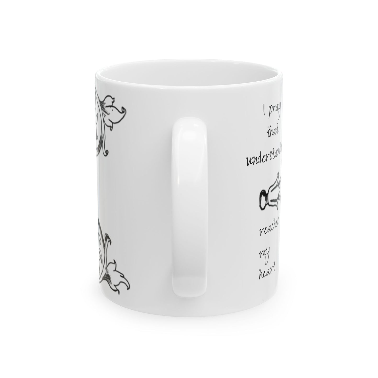 Scrollwork Ceramic Mug Black and White "I pray that...