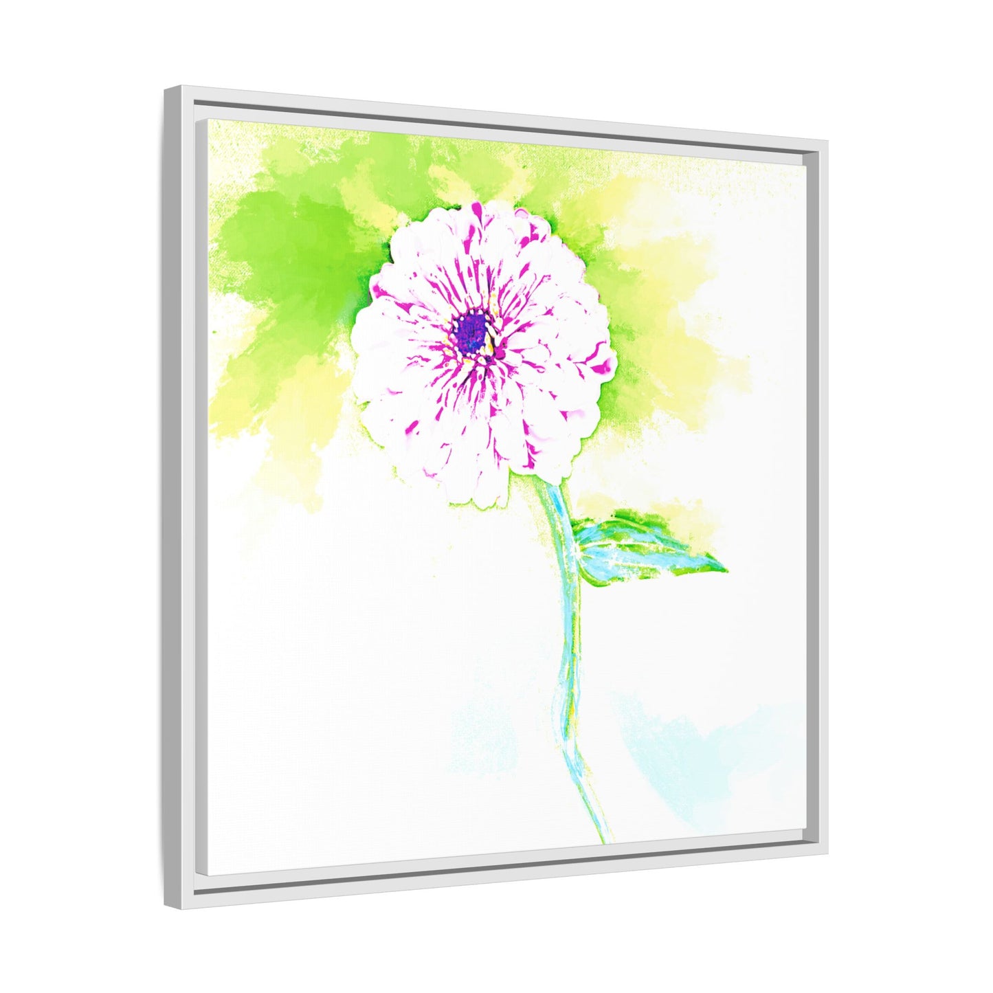 Zinnia Color Splash Matte Canvas Yellow Framed