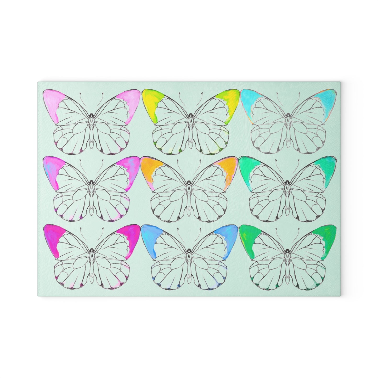 Glass Cutting Boards Rainbow Butterflies