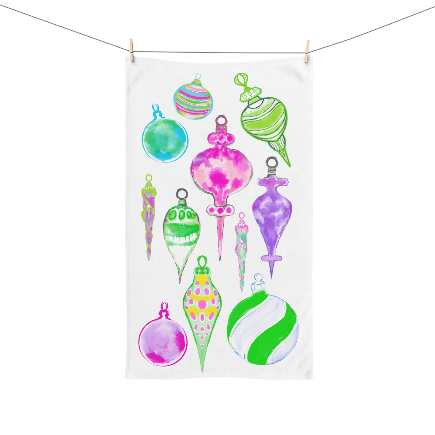 Christmas Hand Towels Watercolor Ornaments