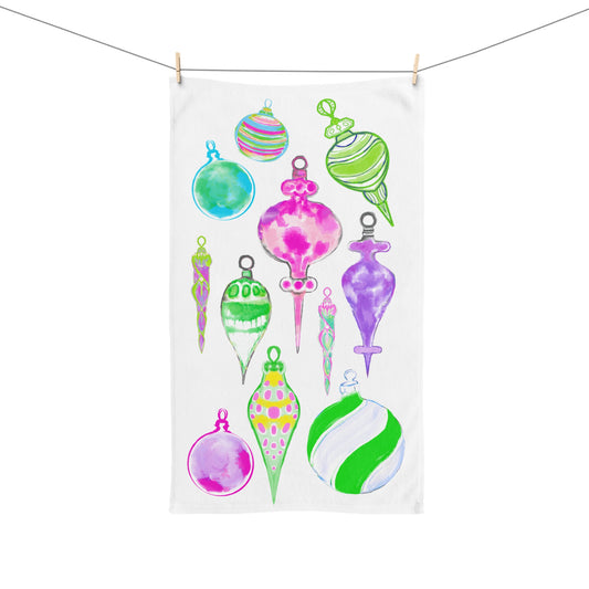 Christmas Hand Towels Watercolor Ornaments