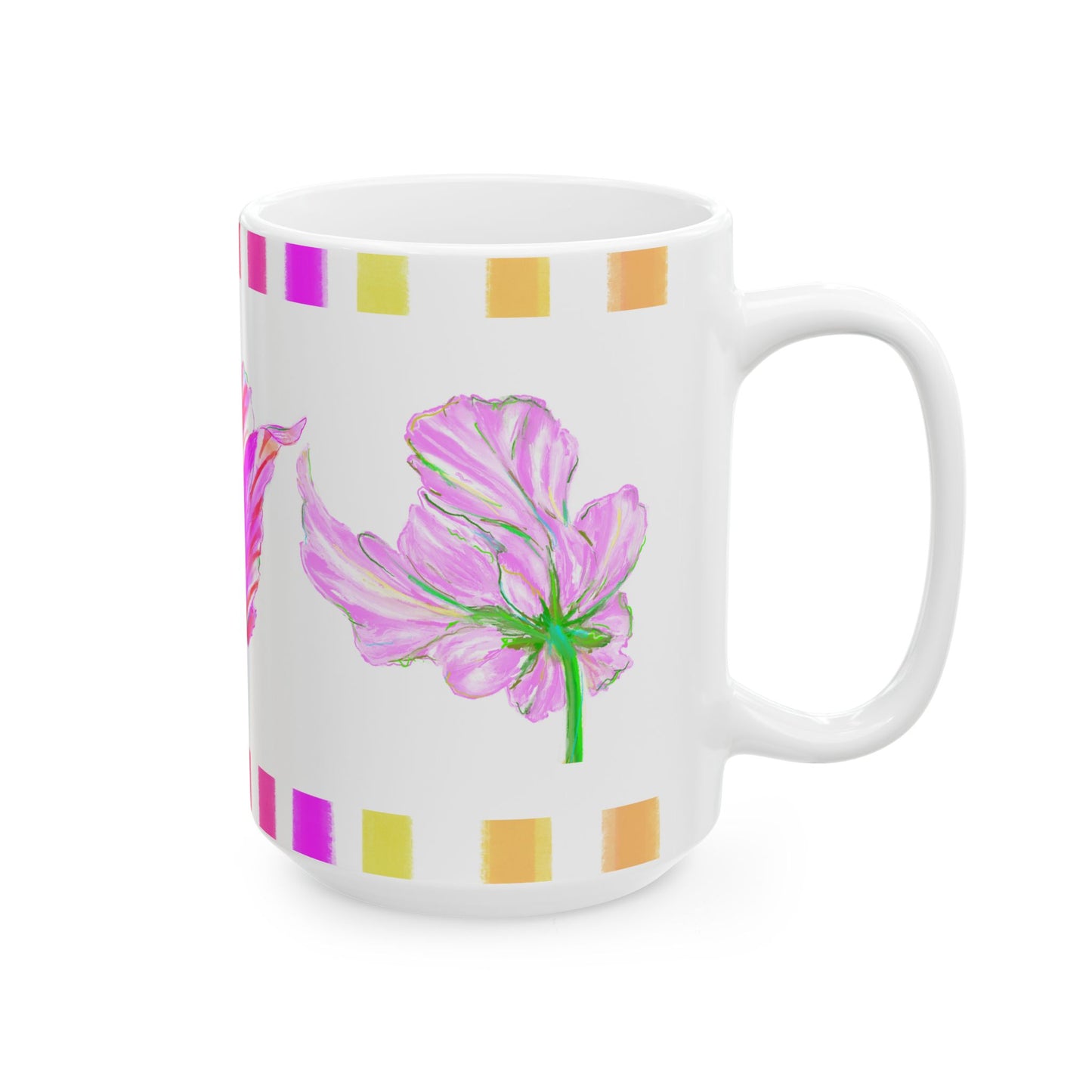 Tulip Love Ceramic Mug, (11oz, 15oz) Pinks