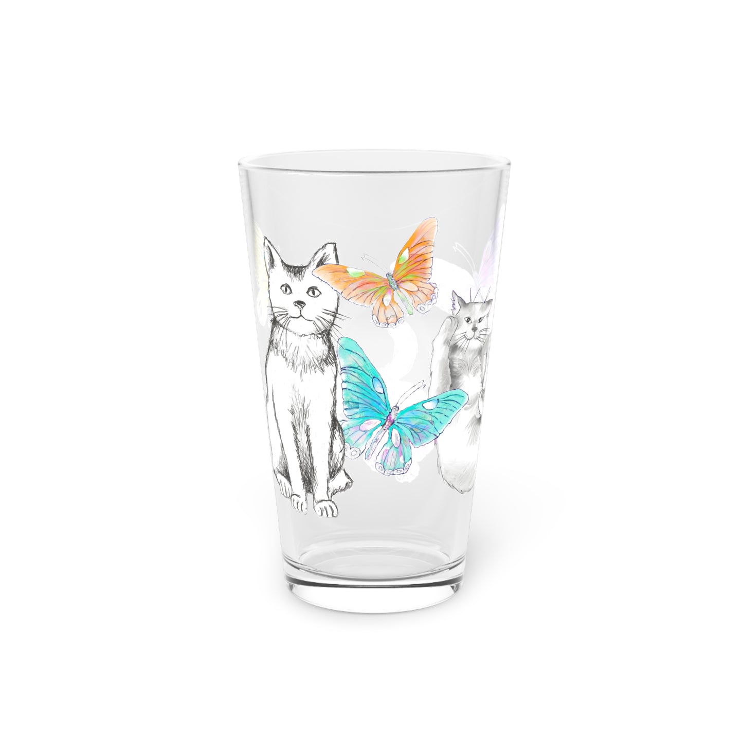 Kitty Flutter Pint Glass 16oz