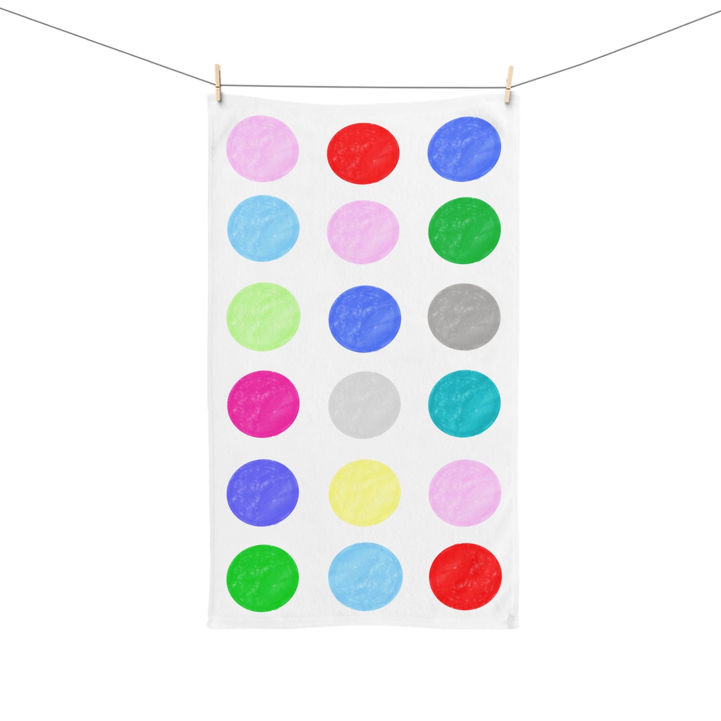 Hand Towel Handpainted Watercolor Polka Dots