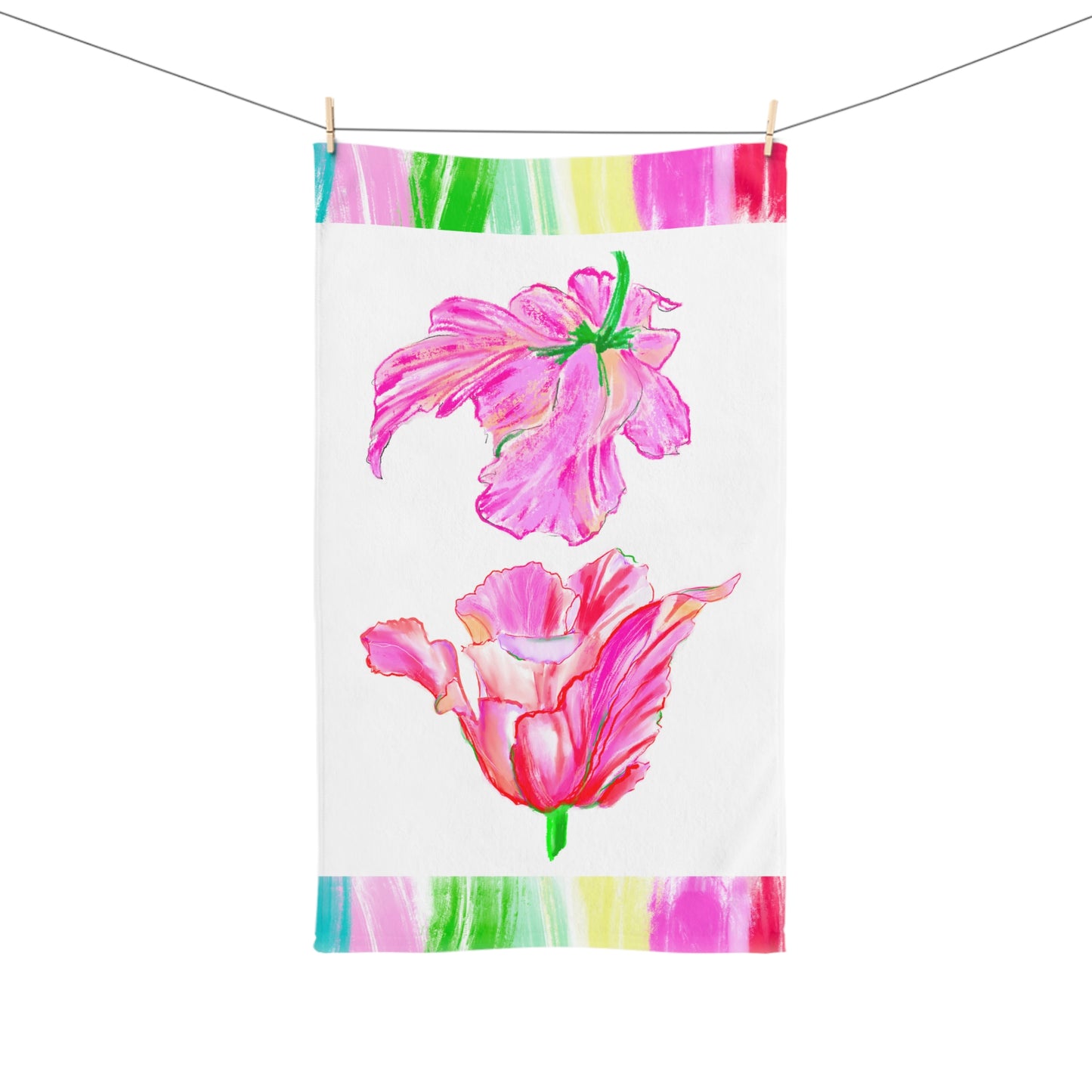 Dancing Tulips Hand Towel  Pinks