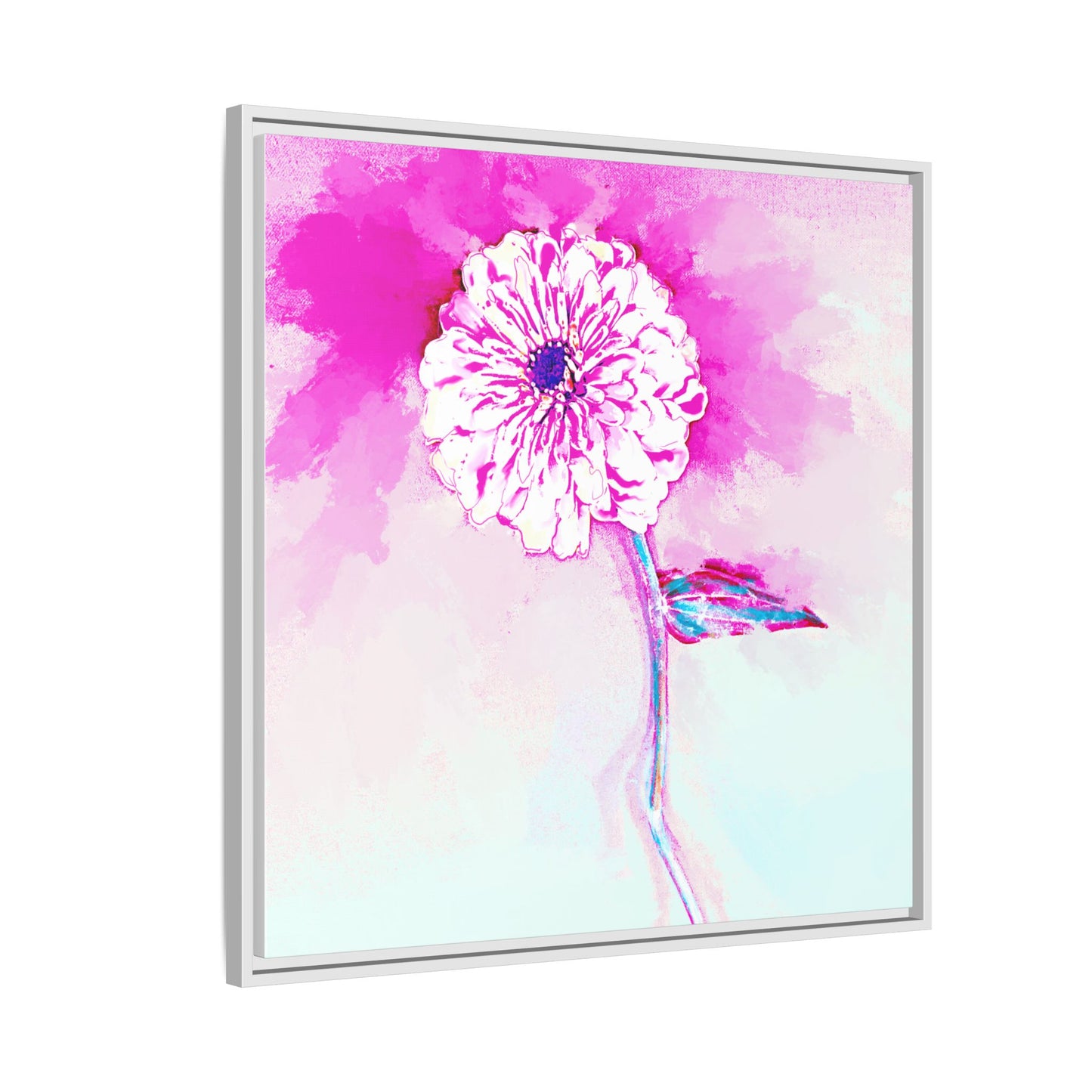 Zinnia Color Splash Matte Canvas Bright Raspberry Framed