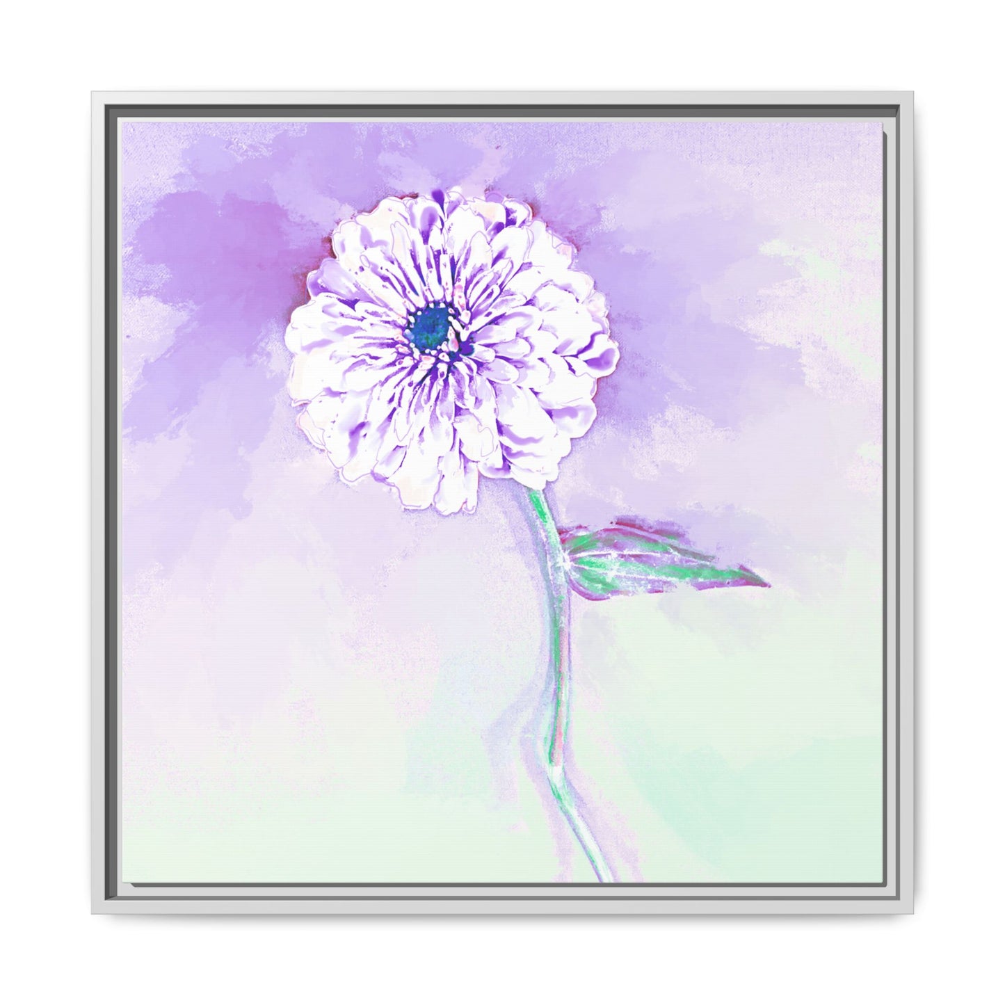 Zinnia Color Splash Matte Canvas Lilac Framed