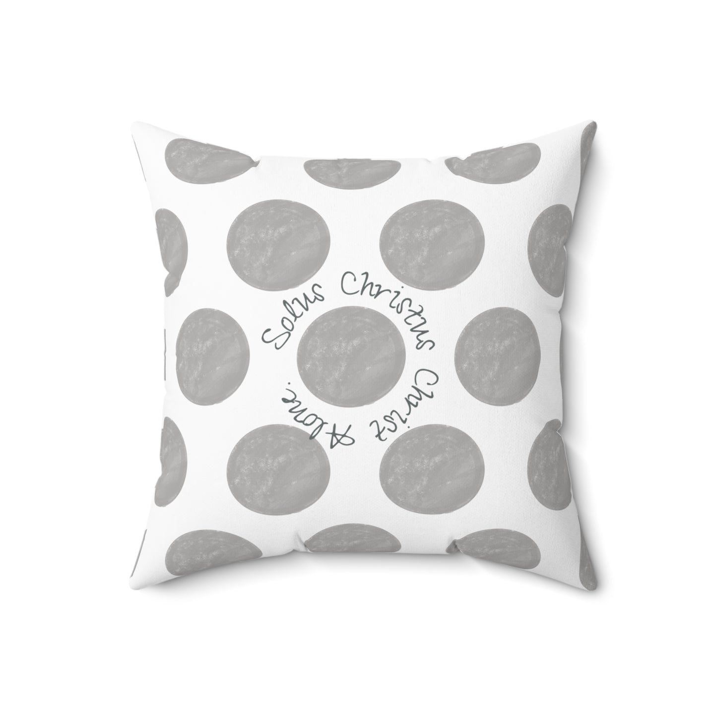 Polka Dot Joy Polyester Square Pillow "Solus Christus…”
