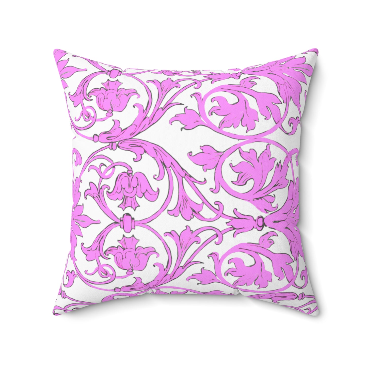 Scrollwork Polyester Square Pillow "Be Joyful..."